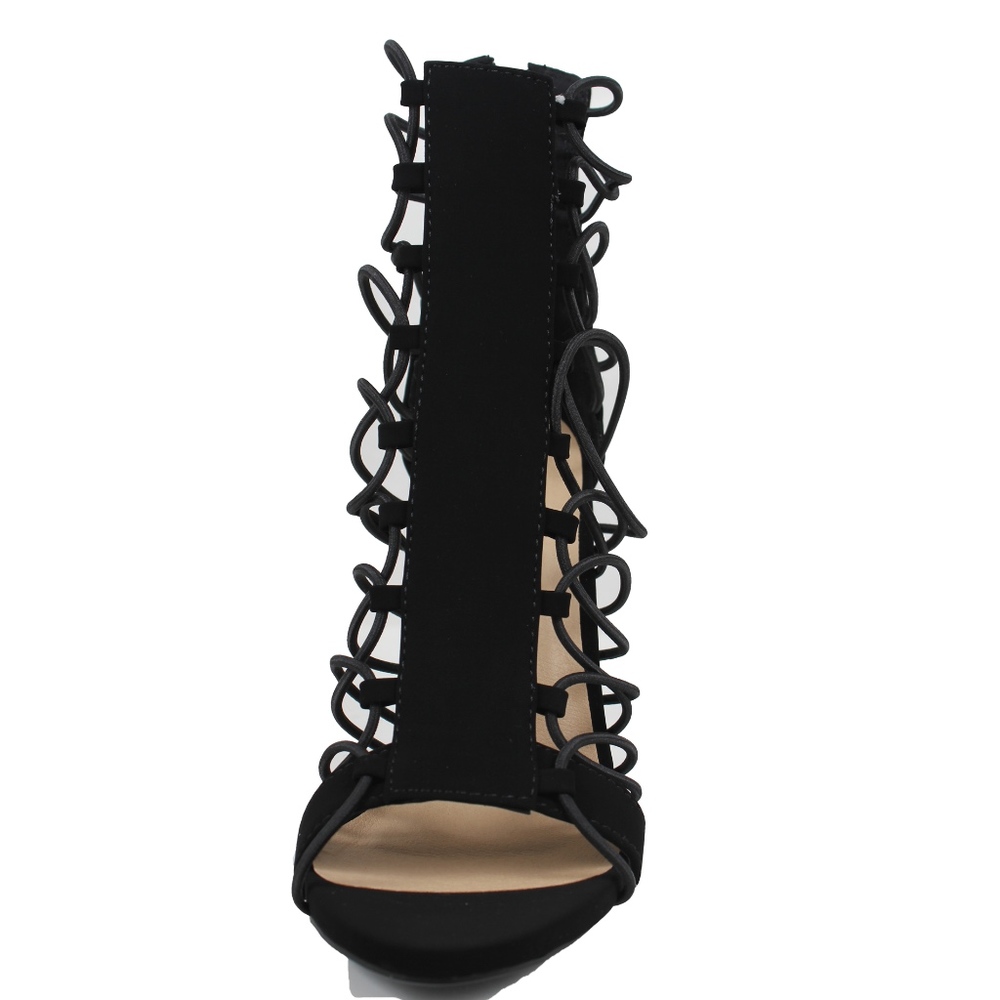 SIZE 7.5 WINSLOW Black Strappy Elastic Stiletto - Picture 4 of 5